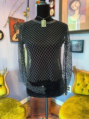 Y2K Almost Famous Mesh Fishnet Rave Goth Grunge Top Size M